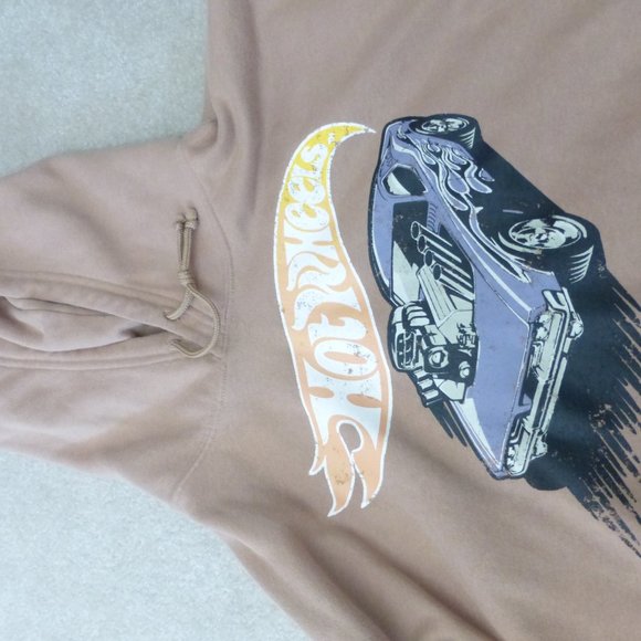 Mattel HOT WHEELS tan brown cropped hoodie sweatshirt - super cute! - Picture 6 of 7